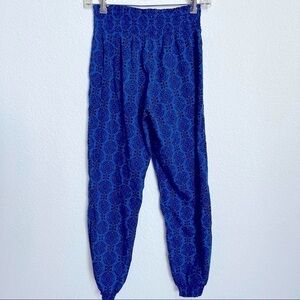 Aerie Blue Boho Indie Inspired Smocked High Waist & Hem Joggers Lightweight XS
